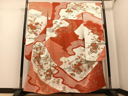平和屋着物●豪華振袖　絞り　鳳凰花車文　金彩　正絹　逸品　AABN0499ph