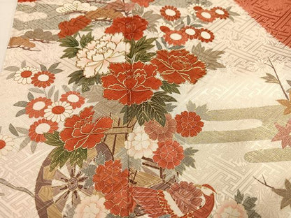 平和屋着物●豪華振袖　絞り　鳳凰花車文　金彩　正絹　逸品　AABN0499ph