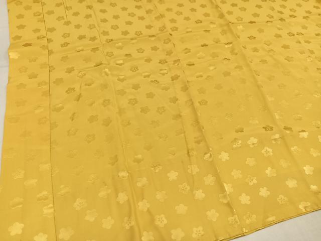 平和屋着物●振袖用長襦袢　無双仕立て　梅地紋　支子色　正絹　逸品　AABN0501ph