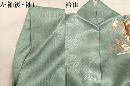 平和屋着物●豪華振袖　駒刺繍　地紙花文　金彩　正絹　逸品　AABN0502ph