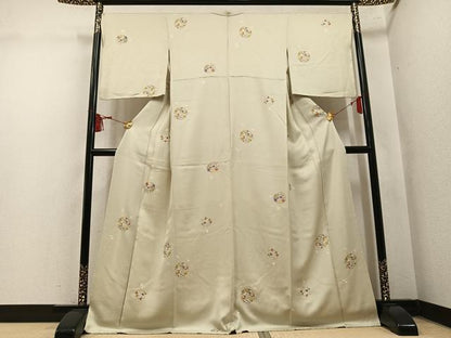平和屋着物●上質な小紋　草花文　金彩　正絹　逸品　AABN0503ph