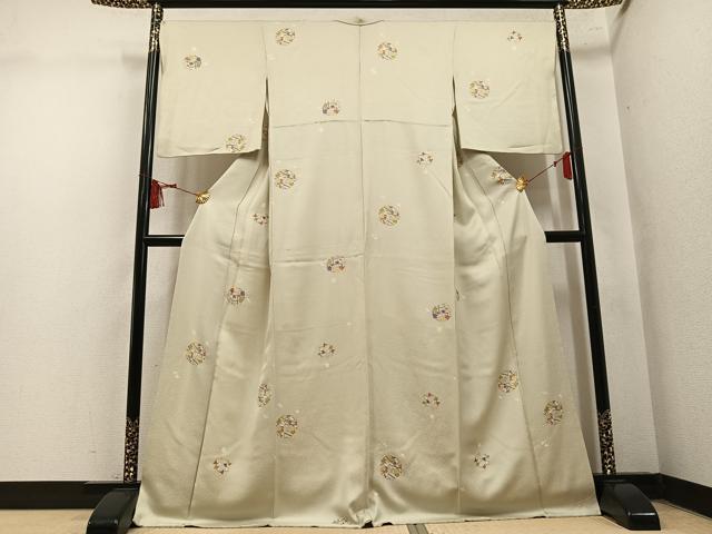 平和屋着物●上質な小紋　草花文　金彩　正絹　逸品　AABN0503ph