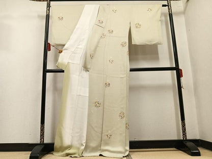 平和屋着物●上質な小紋　草花文　金彩　正絹　逸品　AABN0503ph