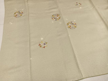 平和屋着物●上質な小紋　草花文　金彩　正絹　逸品　AABN0503ph