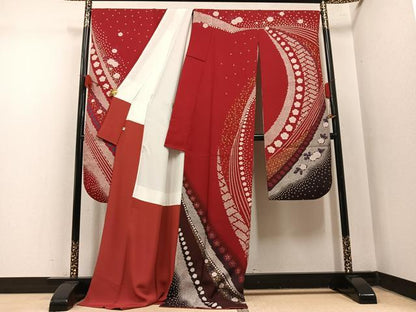 平和屋着物●豪華振袖　絞り　梅文　金彩　ロング丈　正絹　逸品　AABN0504ph