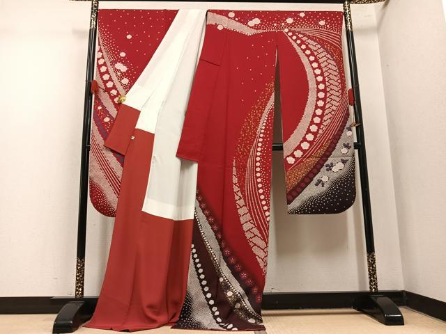 平和屋着物●豪華振袖　絞り　梅文　金彩　ロング丈　正絹　逸品　AABN0504ph