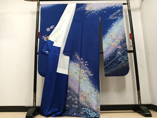 平和屋着物●豪華振袖　辻が花　暈し染め　金彩　銀通し地　正絹　逸品　AABN0509ph