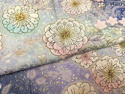 平和屋着物●豪華振袖　辻が花　暈し染め　金彩　銀通し地　正絹　逸品　AABN0509ph