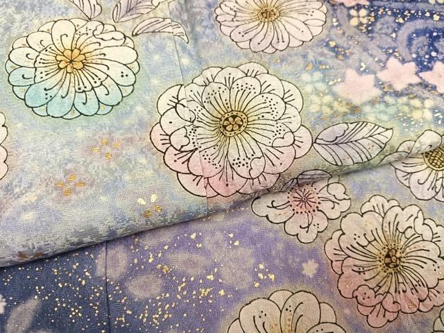 平和屋着物●豪華振袖　辻が花　暈し染め　金彩　銀通し地　正絹　逸品　AABN0509ph