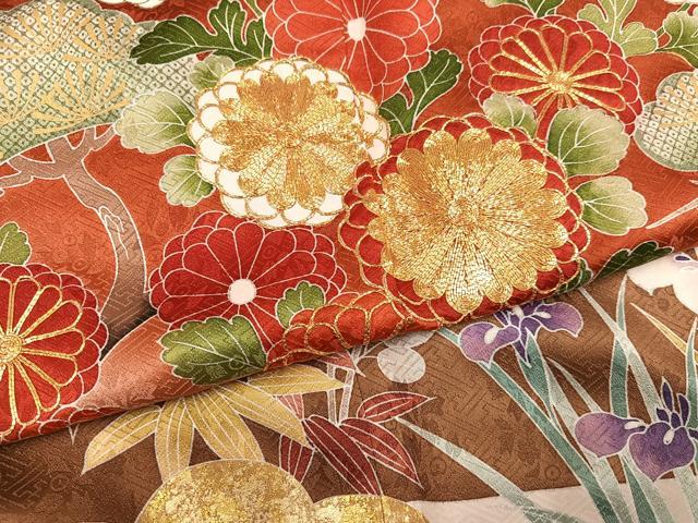 平和屋着物●豪華振袖　駒刺繍　草花文　金彩　正絹　逸品　AABN0510ph