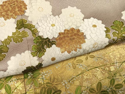 平和屋着物●豪華色留袖　駒刺繍　草花文　金彩　正絹　逸品　AABN0519ph