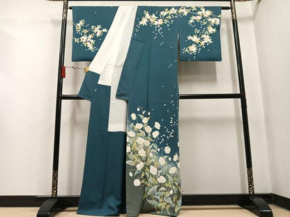 平和屋着物●訪問着　草花文　暈し染め　金彩　東急百貨店扱い　正絹　逸品　AABN0528ph