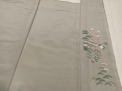 平和屋着物●中国三大刺繍　汕頭刺繍　スワトウ刺繍　訪問着　松竹梅風景文　暈し染め　金糸　正絹　逸品　AABN0529ph