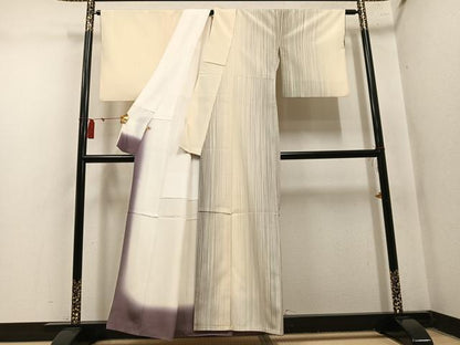 平和屋着物●やまだ織　訪問着　縞　ますいわ屋扱い　正絹　逸品　AABN0530ph