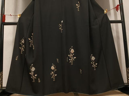 平和屋着物●訪問着　草花文　黒地　金彩　正絹　逸品　AABN0534ph