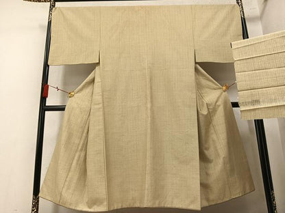 平和屋着物●男性　銀座もとじ　紬　間道　反端付き　正絹　逸品　AABN0546ph