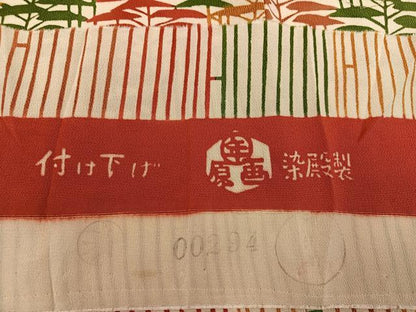 平和屋着物●希少　型絵染の人間国宝　稲垣稔次郎　訪問着　樹林文　高島屋扱い　反端付き　正絹　逸品　AABN0548ph