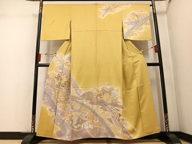 平和屋着物●創業460年・千總　訪問着　駒刺繍　吉祥草花文　暈し染め　金彩　高島屋扱い　正絹　逸品　AABN0550ph