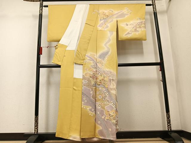 平和屋着物●創業460年・千總　訪問着　駒刺繍　吉祥草花文　暈し染め　金彩　高島屋扱い　正絹　逸品　AABN0550ph
