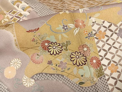 平和屋着物●創業460年・千總　訪問着　駒刺繍　吉祥草花文　暈し染め　金彩　高島屋扱い　正絹　逸品　AABN0550ph