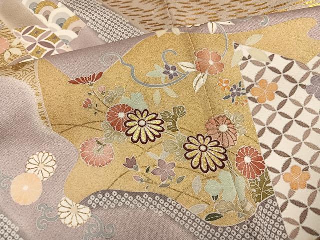 平和屋着物●創業460年・千總　訪問着　駒刺繍　吉祥草花文　暈し染め　金彩　高島屋扱い　正絹　逸品　AABN0550ph