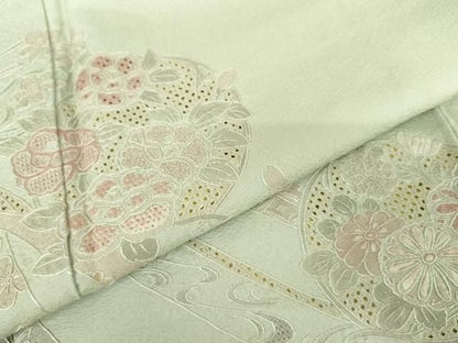 平和屋着物●中国三大刺繍　汕頭刺繍　スワトウ刺繍　相良刺繍　訪問着　鬘帯花文　さが美扱い　正絹　逸品　AABN0574cs