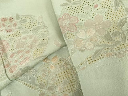 平和屋着物●中国三大刺繍　汕頭刺繍　スワトウ刺繍　相良刺繍　訪問着　鬘帯花文　さが美扱い　正絹　逸品　AABN0574cs