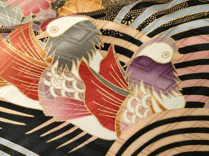 平和屋着物●豪華振袖　駒刺繍　鴛鴦舞蝶文　暈し染め　金彩　正絹　逸品　AABN0575cs