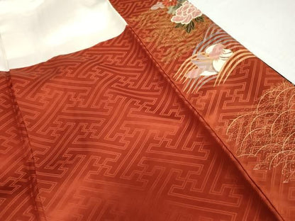 平和屋着物●豪華振袖　駒刺繍　鴛鴦舞蝶文　暈し染め　金彩　正絹　逸品　AABN0575cs