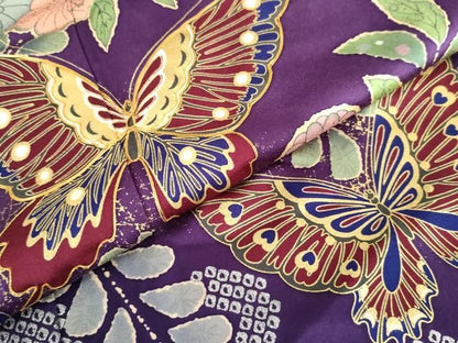 平和屋着物●豪華振袖　駒刺繍　辻が花　花蝶文　暈し染め　金彩　正絹　逸品　AABN0576cs