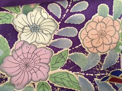 平和屋着物●豪華振袖　駒刺繍　辻が花　花蝶文　暈し染め　金彩　正絹　逸品　AABN0576cs