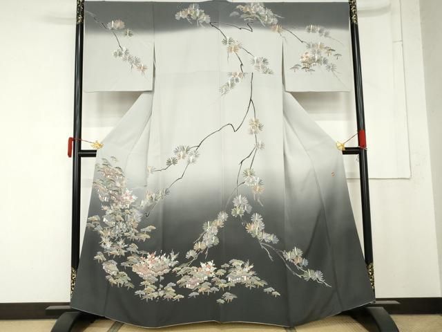 平和屋着物●訪問着　作家物　風景梅松文　暈し染め　正絹　逸品　AABN0578cs