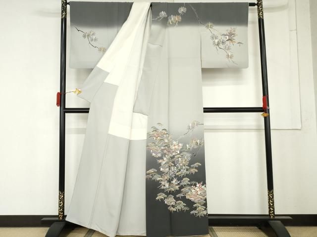 平和屋着物●訪問着　作家物　風景梅松文　暈し染め　正絹　逸品　AABN0578cs