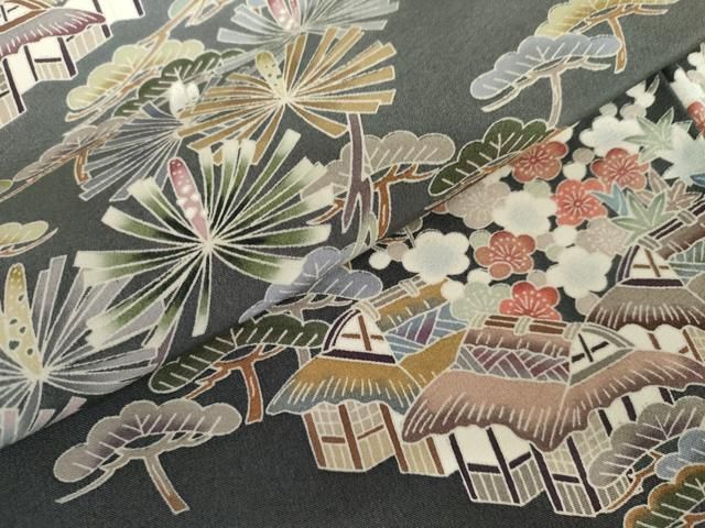 平和屋着物●訪問着　作家物　風景梅松文　暈し染め　正絹　逸品　AABN0578cs