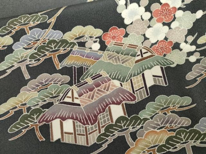 平和屋着物●訪問着　作家物　風景梅松文　暈し染め　正絹　逸品　AABN0578cs