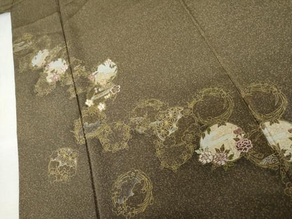 平和屋着物●訪問着　刺繍　花丸文　金彩　正絹　逸品　AABN0579cs