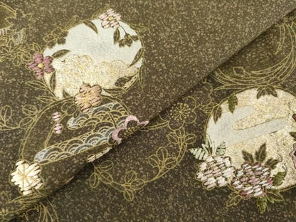 平和屋着物●訪問着　刺繍　花丸文　金彩　正絹　逸品　AABN0579cs