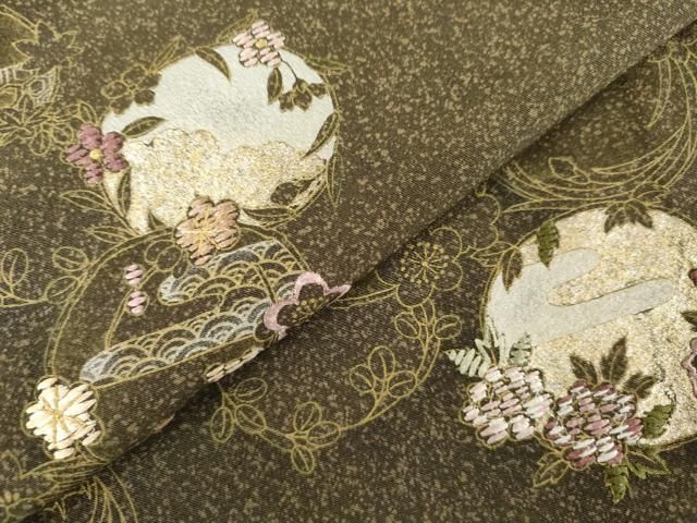 平和屋着物●訪問着　刺繍　花丸文　金彩　正絹　逸品　AABN0579cs