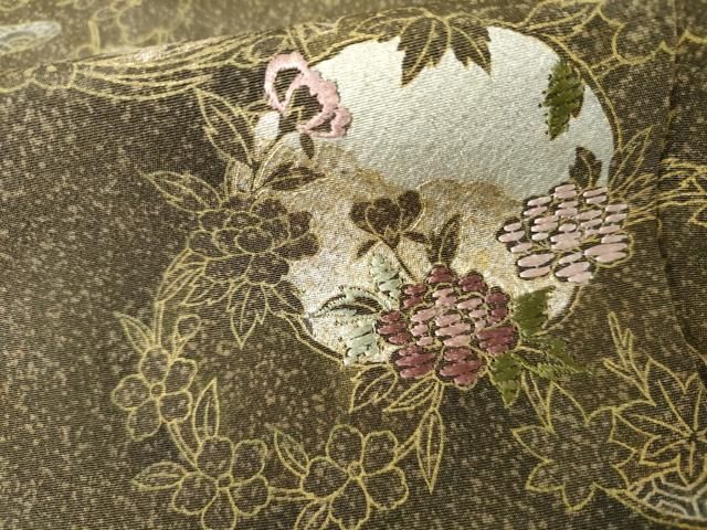 平和屋着物●訪問着　刺繍　花丸文　金彩　正絹　逸品　AABN0579cs
