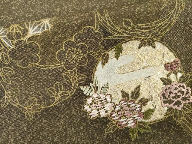 平和屋着物●訪問着　刺繍　花丸文　金彩　正絹　逸品　AABN0579cs