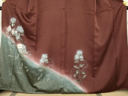 平和屋着物●訪問着　手描き　枝花文　暈し染め　金彩　正絹　逸品　AABN0580cs