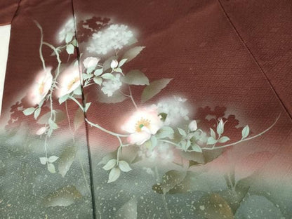 平和屋着物●訪問着　手描き　枝花文　暈し染め　金彩　正絹　逸品　AABN0580cs