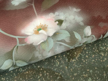 平和屋着物●訪問着　手描き　枝花文　暈し染め　金彩　正絹　逸品　AABN0580cs