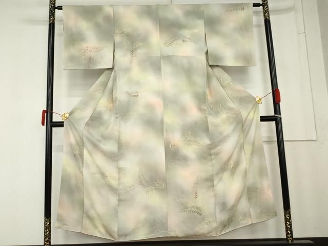 平和屋着物●上質な小紋　地紋起こし　枝葉文　暈し染め　正絹　逸品　AABN0582cs