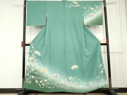 平和屋着物●訪問着　作家物　地紙草花　暈し染め　正絹　逸品　AABN0584cs
