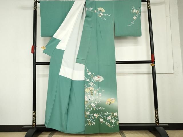 平和屋着物●訪問着　作家物　地紙草花　暈し染め　正絹　逸品　AABN0584cs