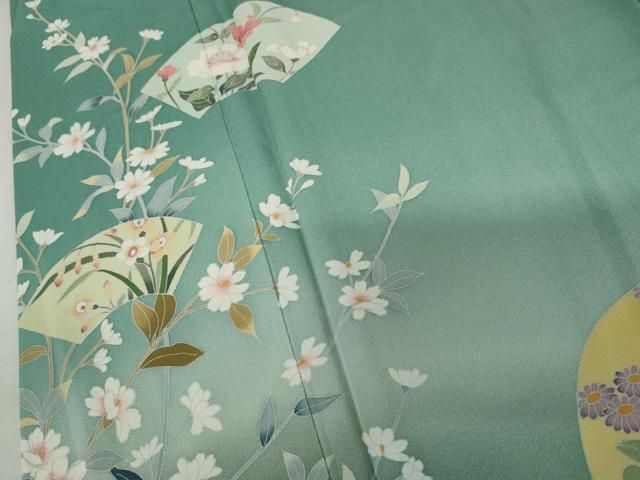 平和屋着物●訪問着　作家物　地紙草花　暈し染め　正絹　逸品　AABN0584cs