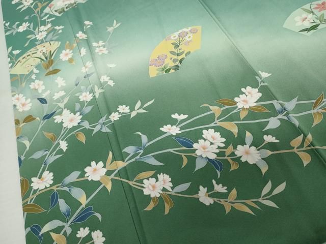 平和屋着物●訪問着　作家物　地紙草花　暈し染め　正絹　逸品　AABN0584cs