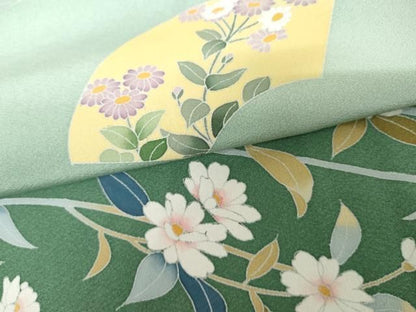 平和屋着物●訪問着　作家物　地紙草花　暈し染め　正絹　逸品　AABN0584cs