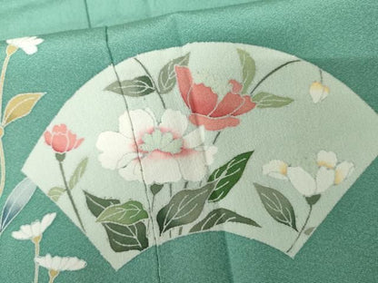 平和屋着物●訪問着　作家物　地紙草花　暈し染め　正絹　逸品　AABN0584cs